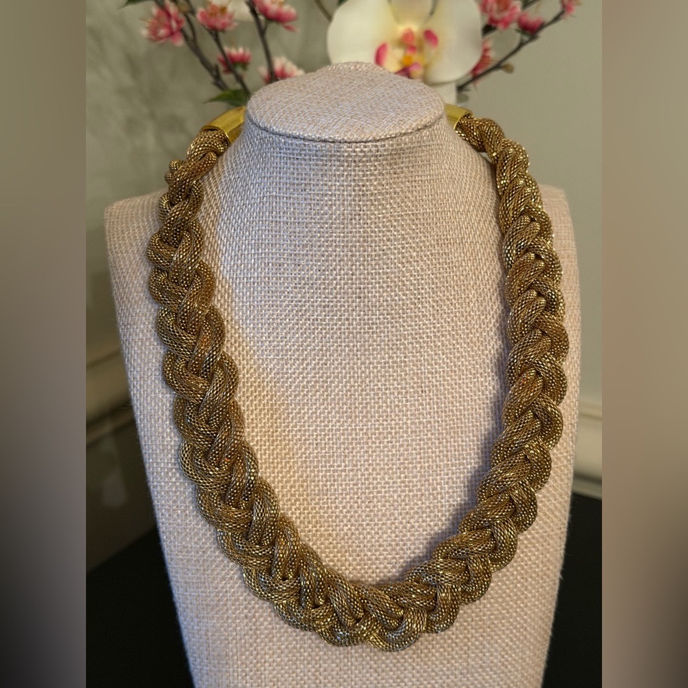 Talbots Elegant Gold Tone Braided Chain Necklace